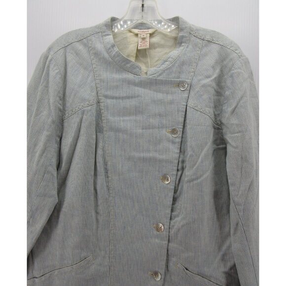 Sundance Blazer 14 Linen Striped Jacket Double Breasted Military Wrap - Picture 2 of 9